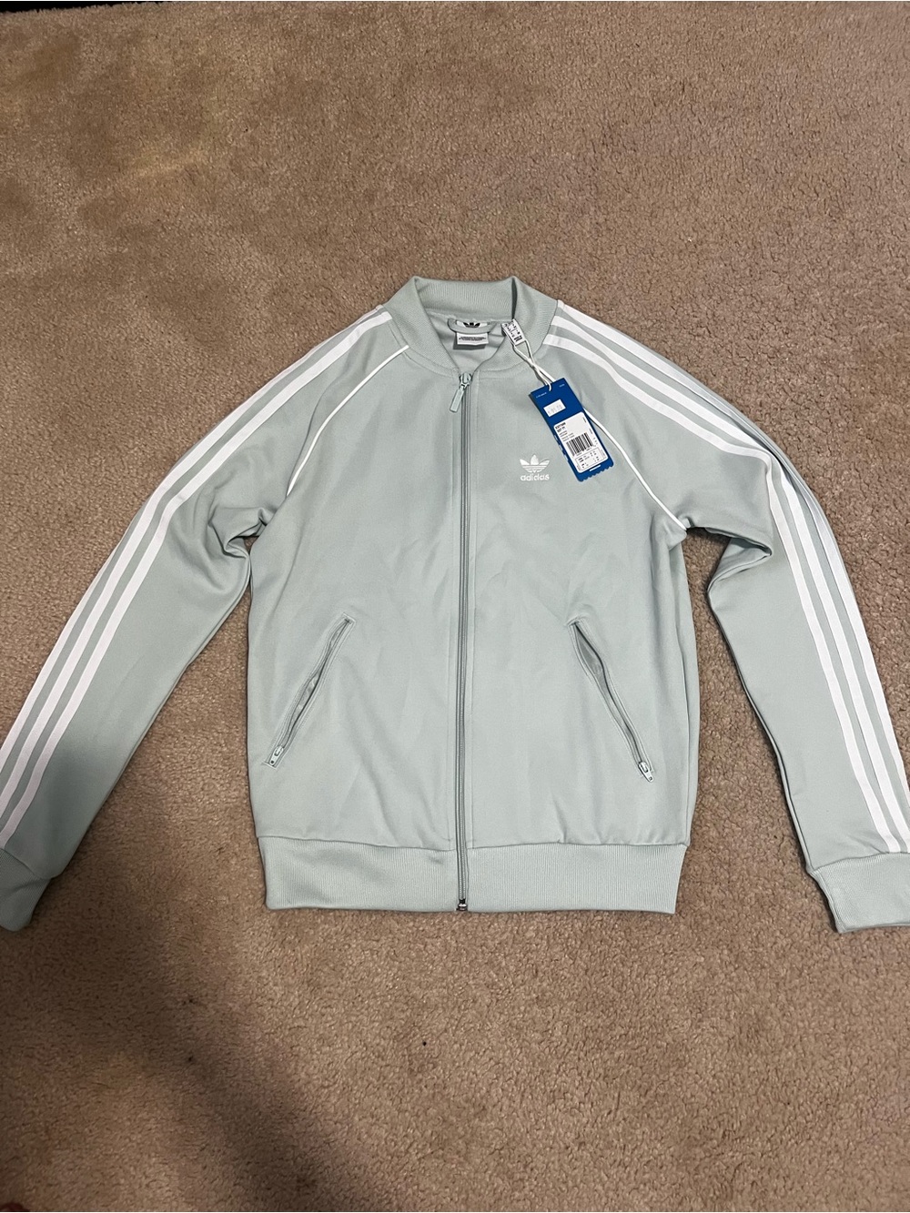 adidas Mint Green 3-Stripe Track Jacket